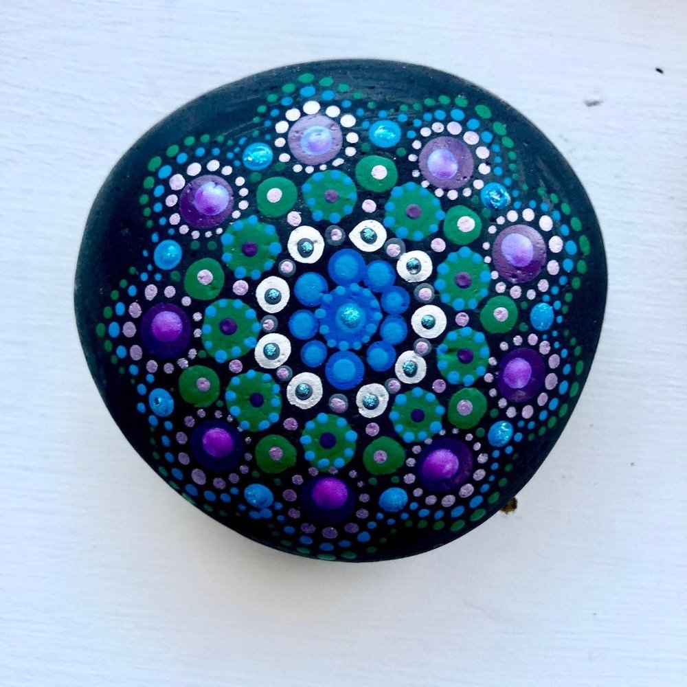 Mandala Stone 'Peacock Feathers' Iridescent Colors